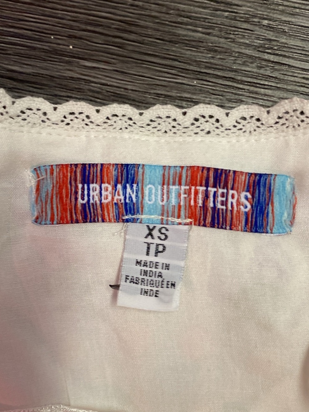 Urban Outfitters White Slip Dress with Multicolor Embroidered Label - Picture 2 of 2